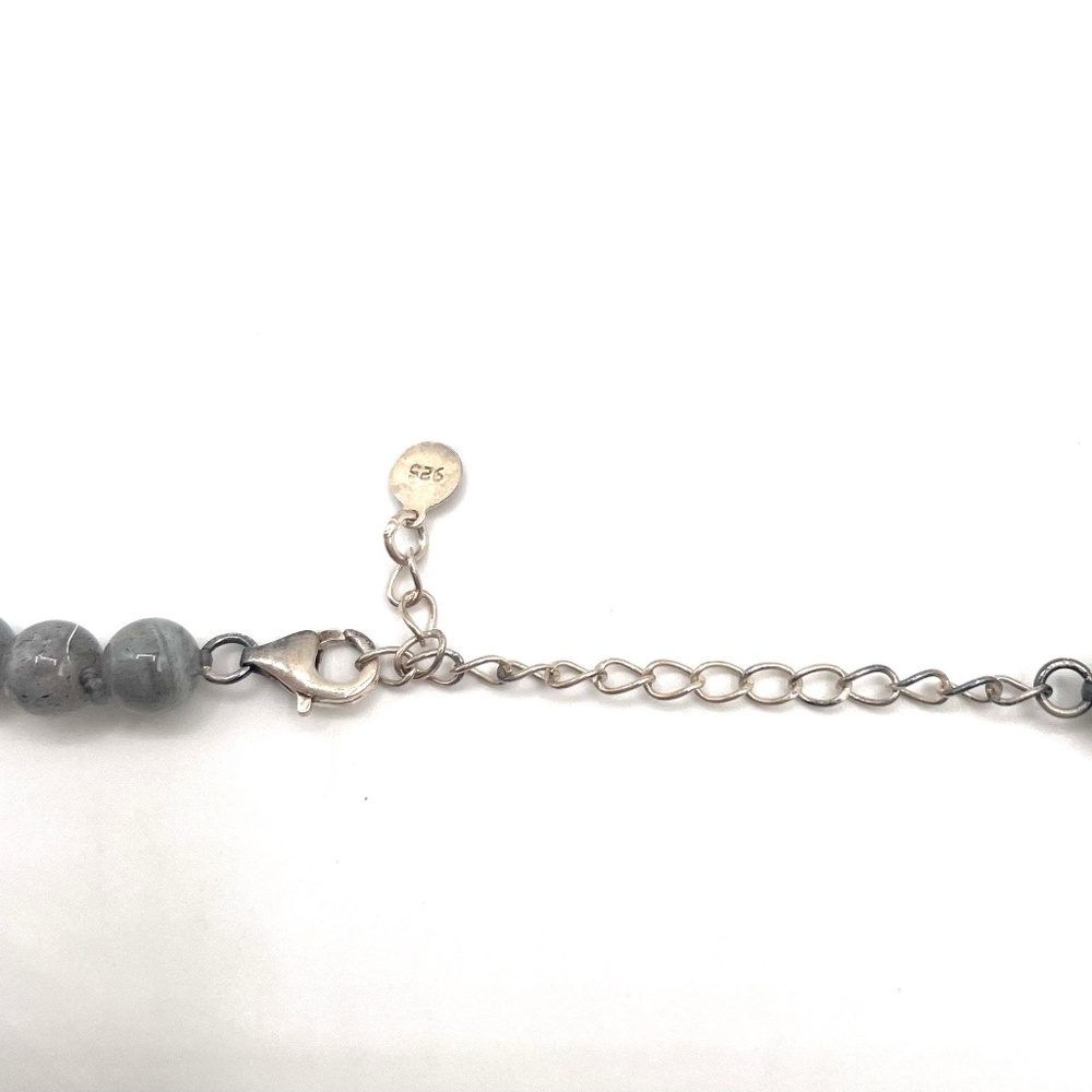 Translucent Gray Beaded Sterling Silver Pendant N… - image 4